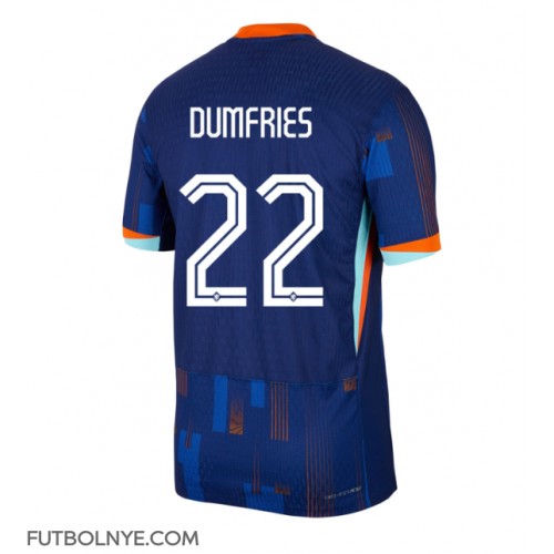 Camiseta Países Bajos Denzel Dumfries #22 Visitante Equipación Eurocopa 2024 manga corta